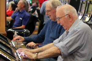 Grandpa & his new buddy gambling!  When I came up to him & said "Hey, Grandpa!" the other old guy turned around & said I sounded just like his granddaughter!