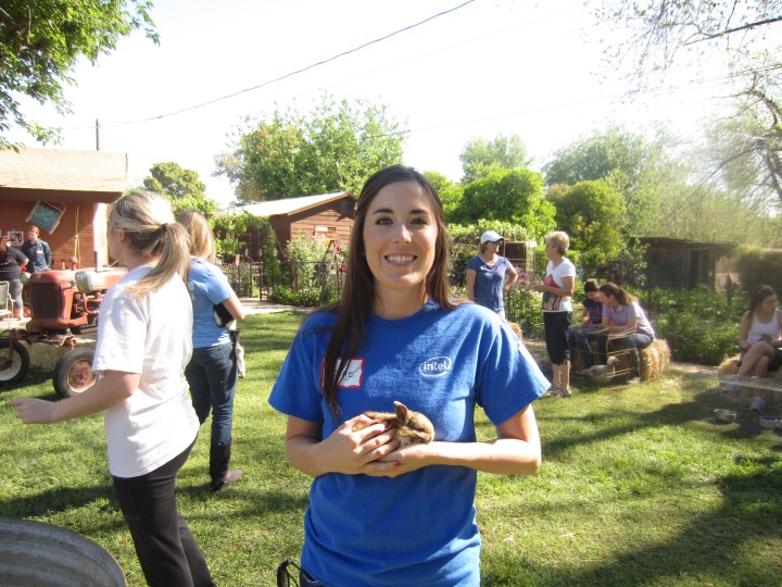 Me holding the baby bunny!