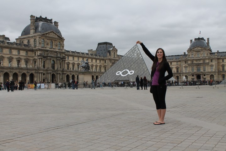 As you can tell from the pic above, it literally took 50+ attempts for my mom to get a picture of me truly holding the top of the pyramid.  Because of her bad knees, she couldn't squat and instead had to do a deep runner's lunge to get the right angle for the picture.  I was DYING laughing at her because she looked like she was trying to do yoga at the Louvre.  It is still one of my favorite memories from the trip because she looked so silly & we were trying for probably 15 minutes to get this dang picture!  For the rest of the trip, anytime she wanted me to smile for a picture, she just had to bring up "yoga at the Louvre" and I would start cracking up :)