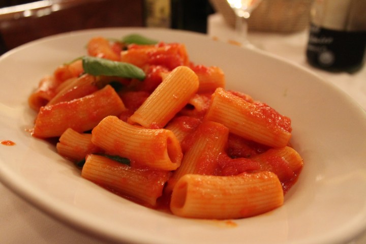 Some sort of pasta in tomato sauce? haha I forgot what it was called!