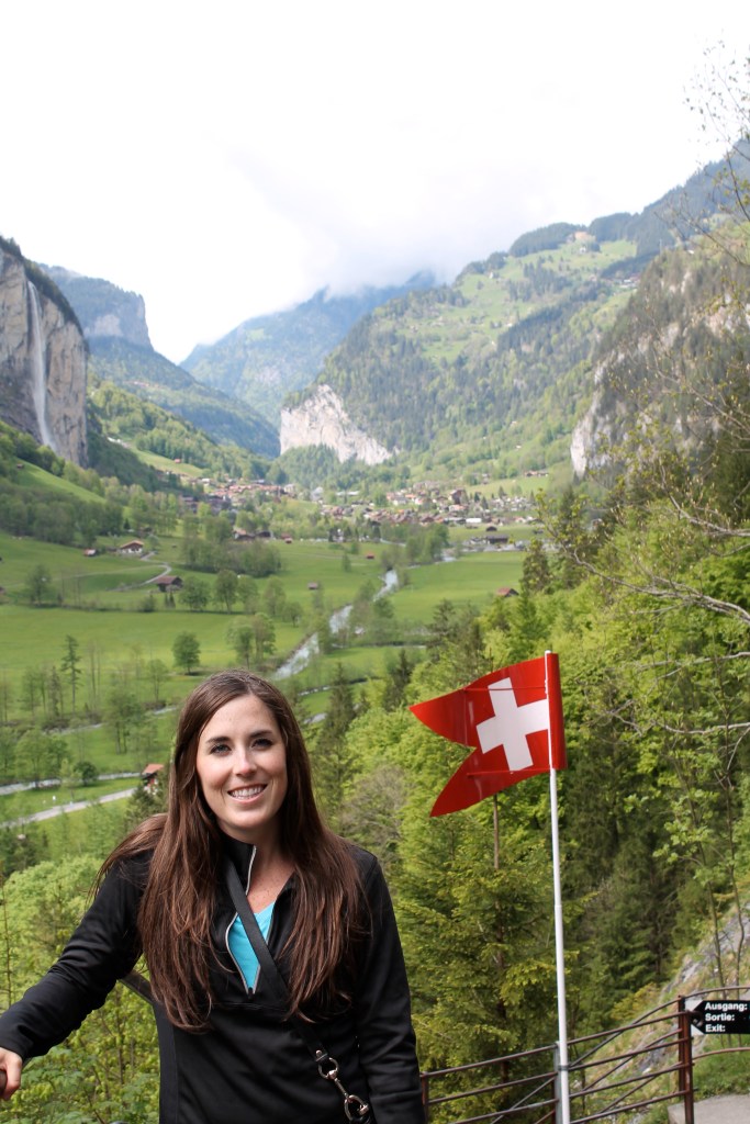 Near the entrance, with Lauterbrunnen behind me!