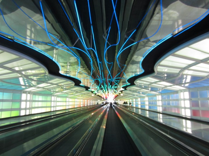 I was obsessed with the lights above the moving walkway in the airport