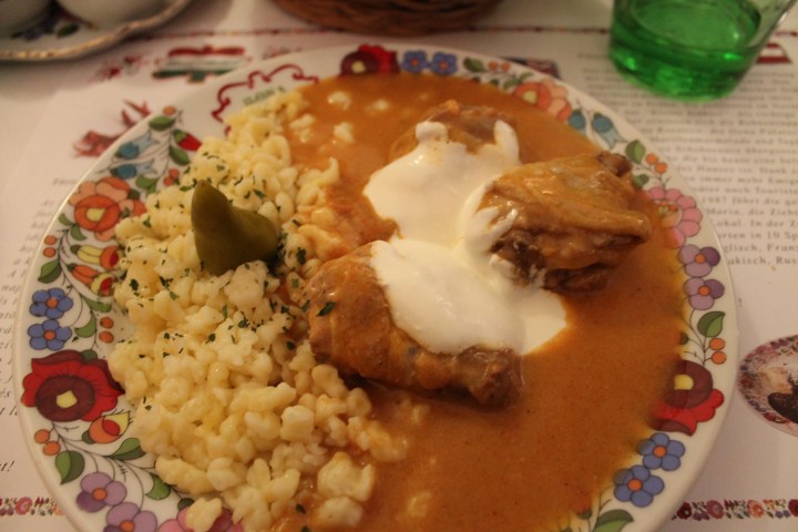 Chicken "knees" and rice.