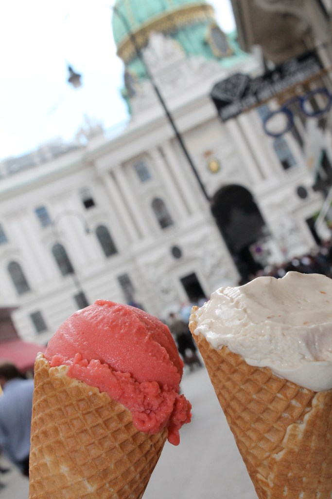 REAL ice cream cones in front of the Spanish Riding School!