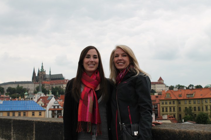 My mom and I are both wearing the scarves we bought in Vienna!