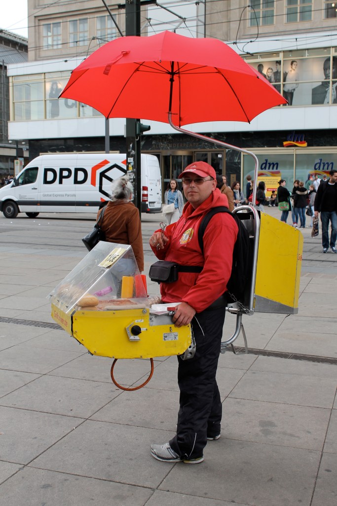 One man hot dog stand!